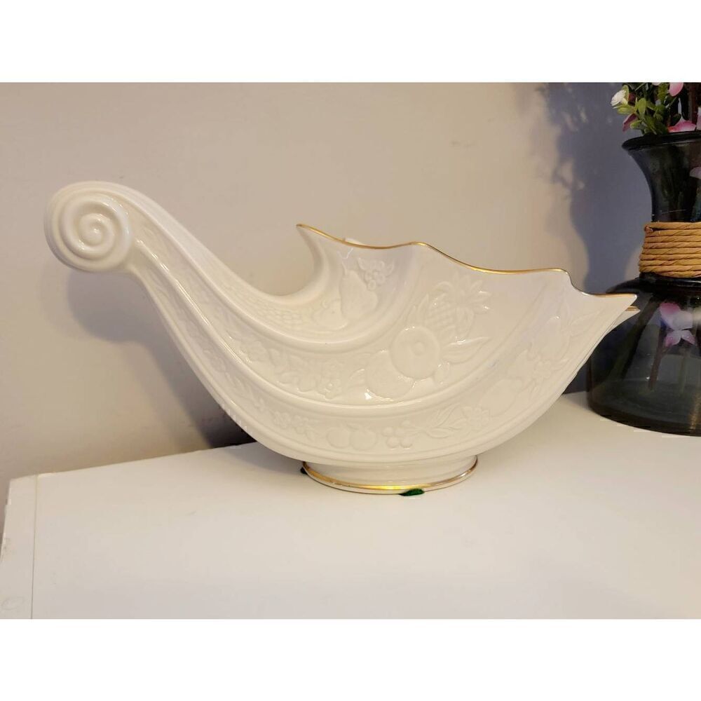 LENOX 1989 Fruits Of Life  Cornucopia Porcelain W/ Gold Trim